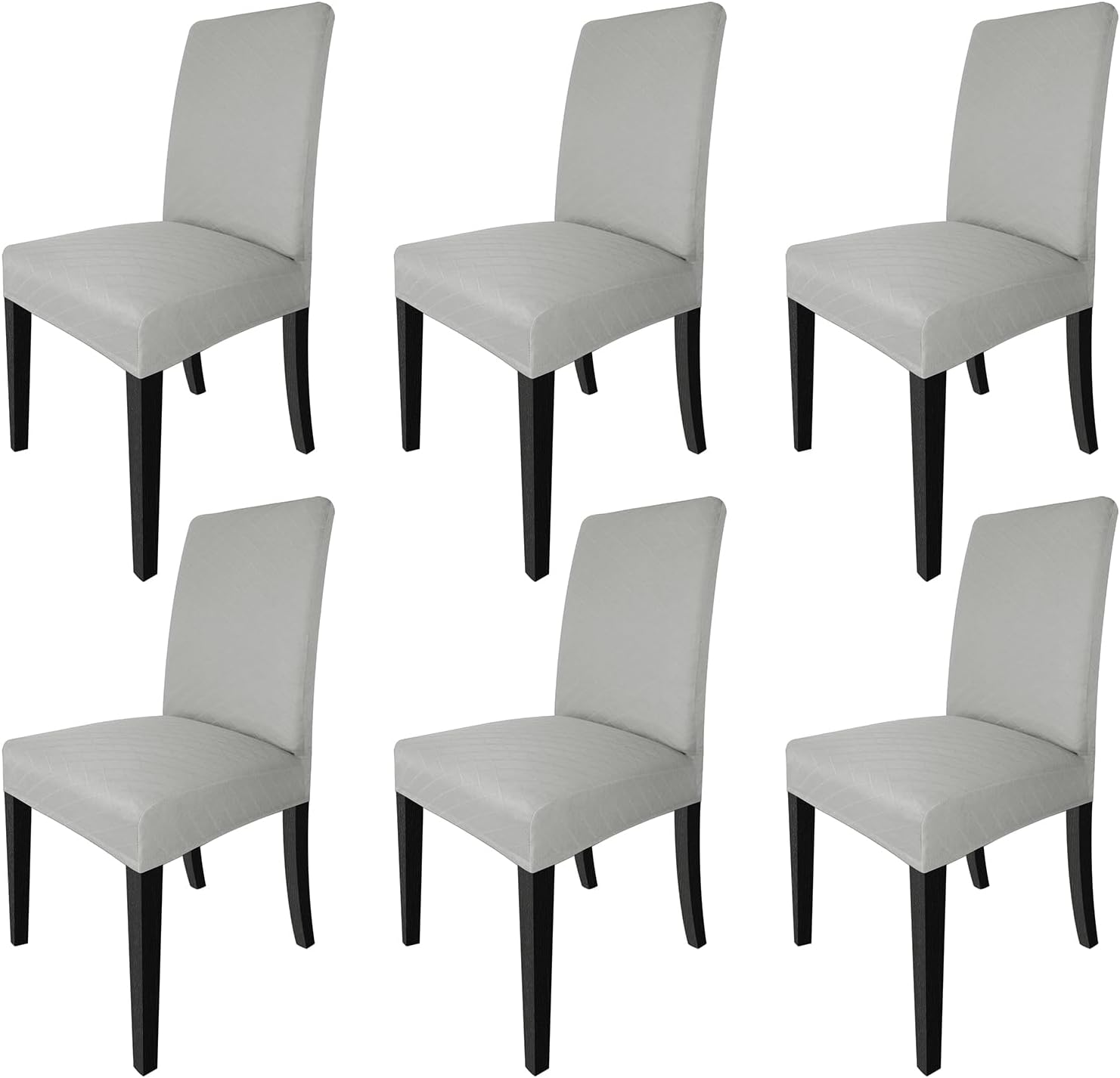 Stretch Slipcovers for Dining Room Chairs - Set of 6 Light Grey