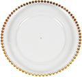 Clear Charger Plates with Gold Beaded Trim - 6 Ct. Pack