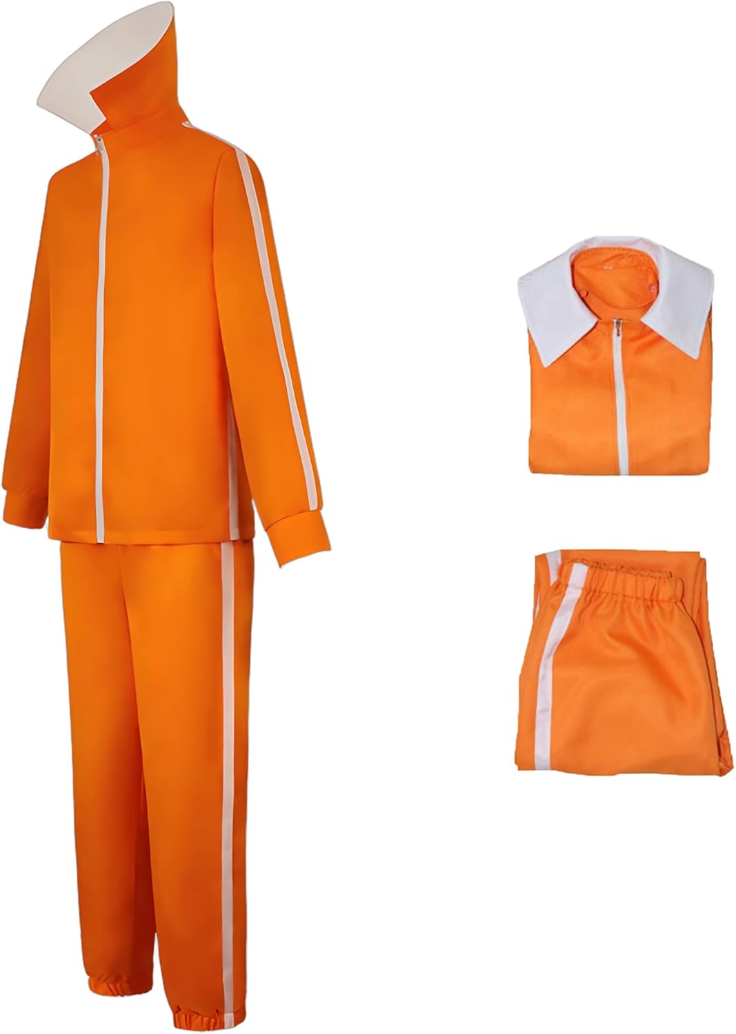 Men Zipper Jacket Coat Pants Orange Tracksuit Jumpsuit Costume