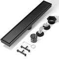 Linear Shower Drain Black 24 in Stainless Steel - Invisible Tile