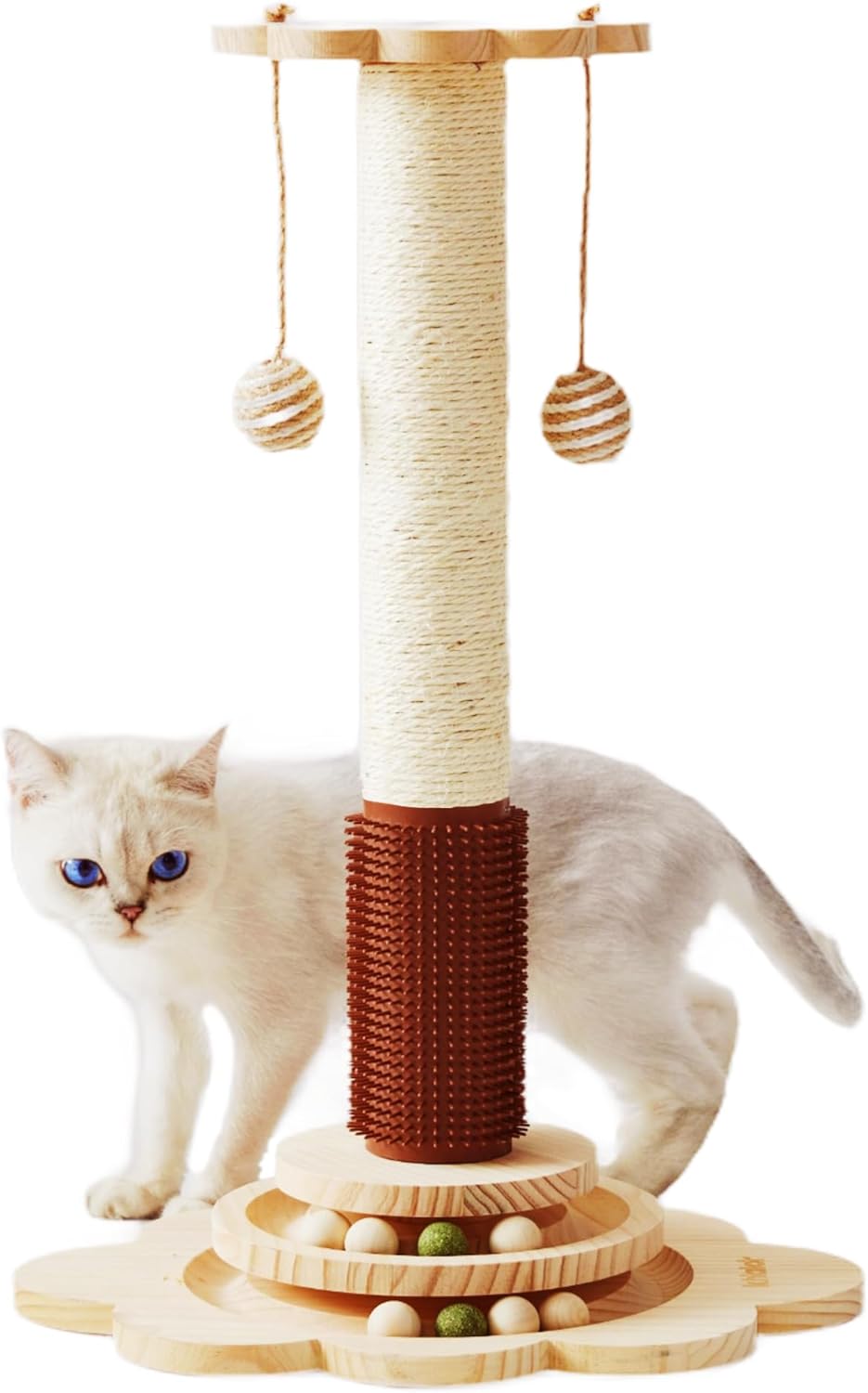 Cat Sisal Scratching Post with Interactive Track Balls for Fun
