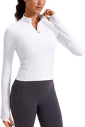 Butterluxe Half Zip Long Sleeve Crop Top - Soft, Slim Fit Workout