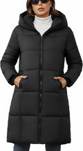 Women's Hooded Long Puffer Coat Winter Warm Quilted Jacket Down