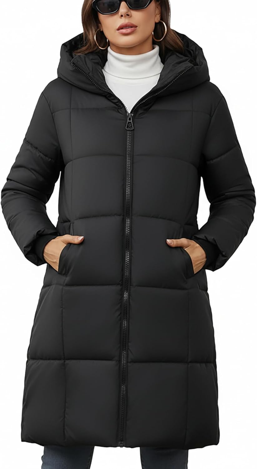 Women's Hooded Long Puffer Coat for Winter Warmth and Style