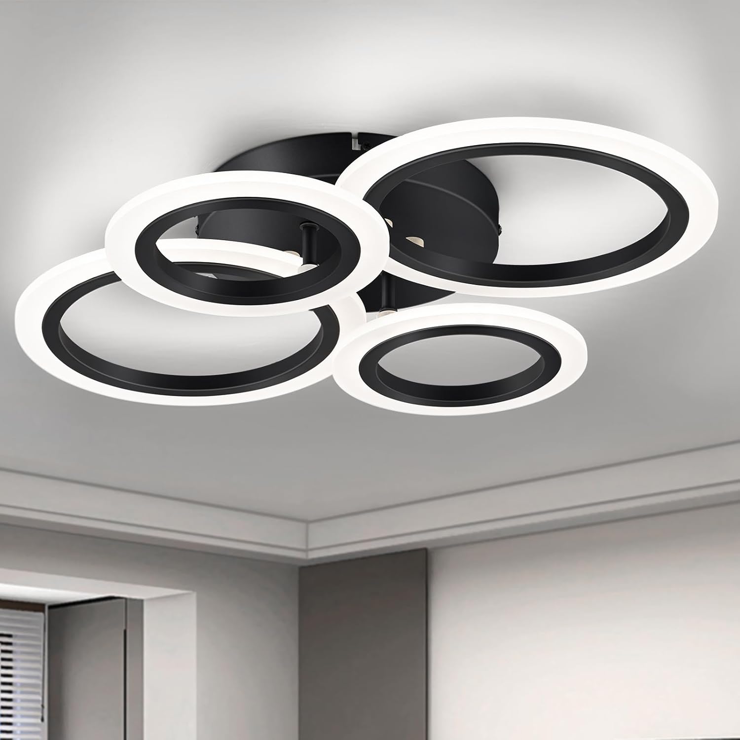 Modern LED Ceiling Light with 4 Rings for Elegant Spaces