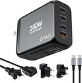 200W USB C Foldable Wall Charger - 4-Port GaN Fast Charging Station