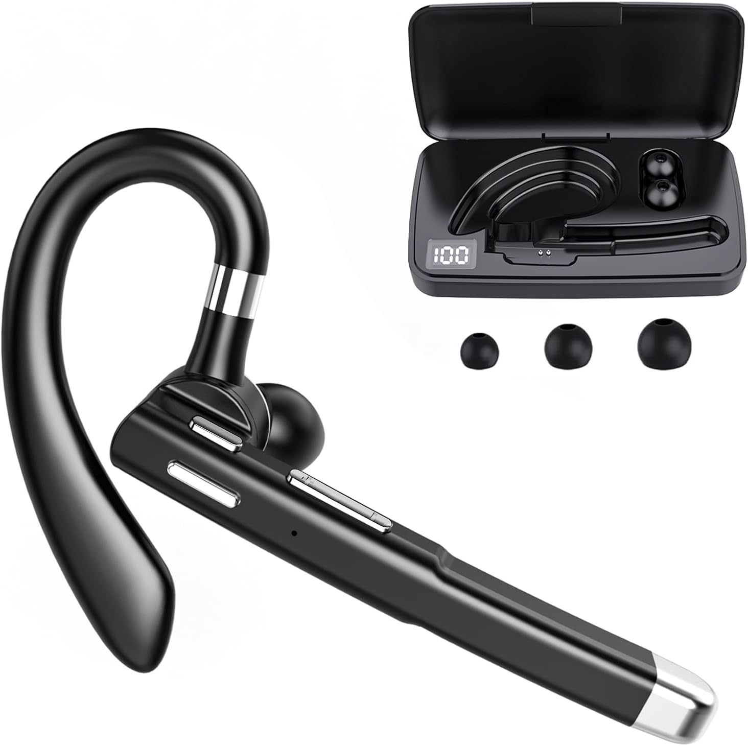 Long-lasting Hands-Free Bluetooth Earpiece | 80H Talk Time V5.1