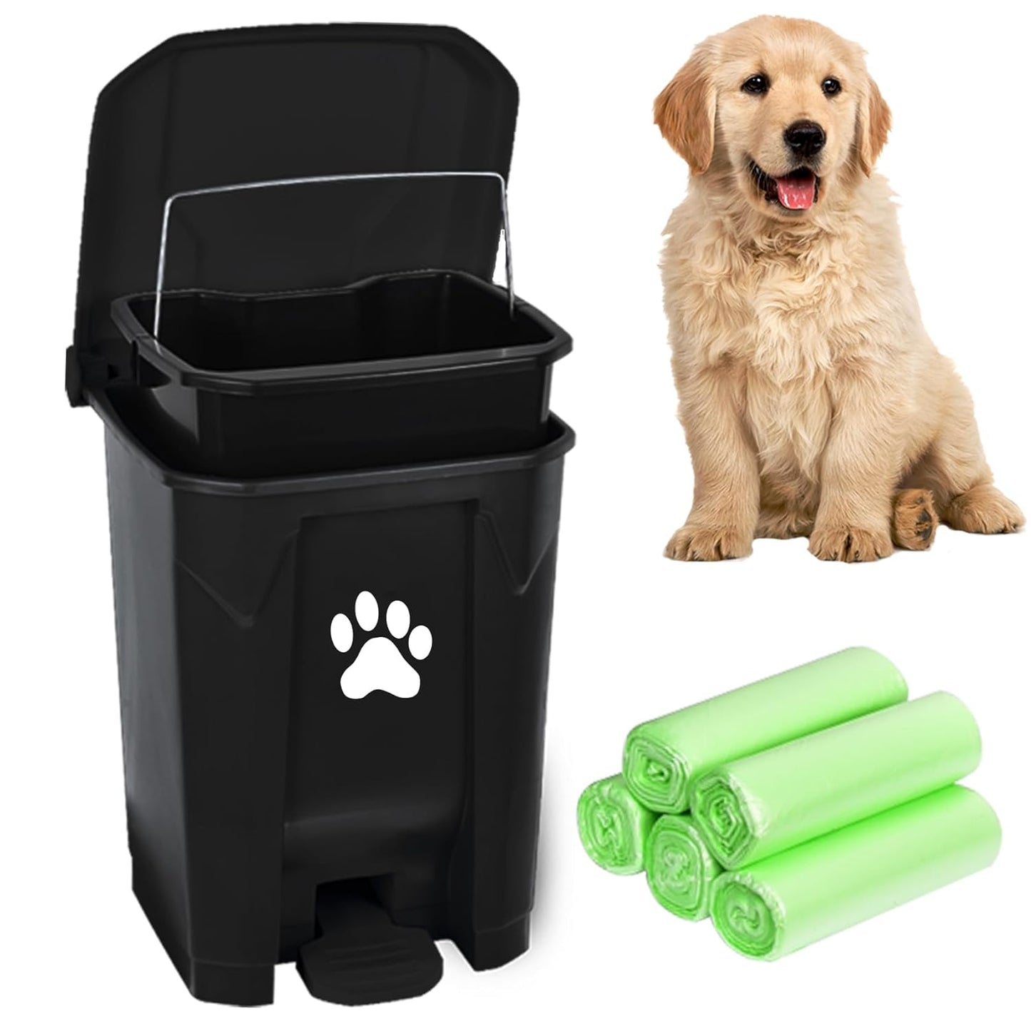 Outdoor Dog Poop Trash Can with Lid and Removable Inner Bin