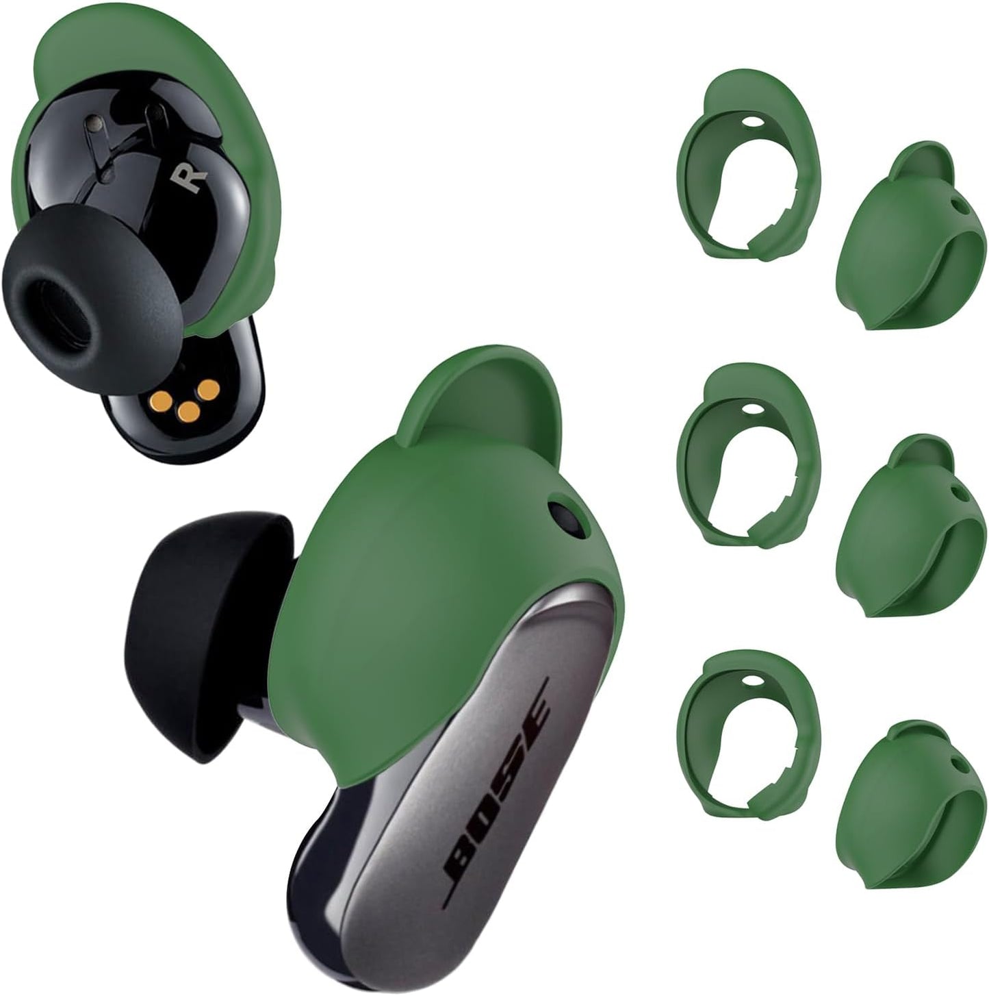 Comfort & Grip: WOFRO Ear Tips for Bose QC Earbuds - Green