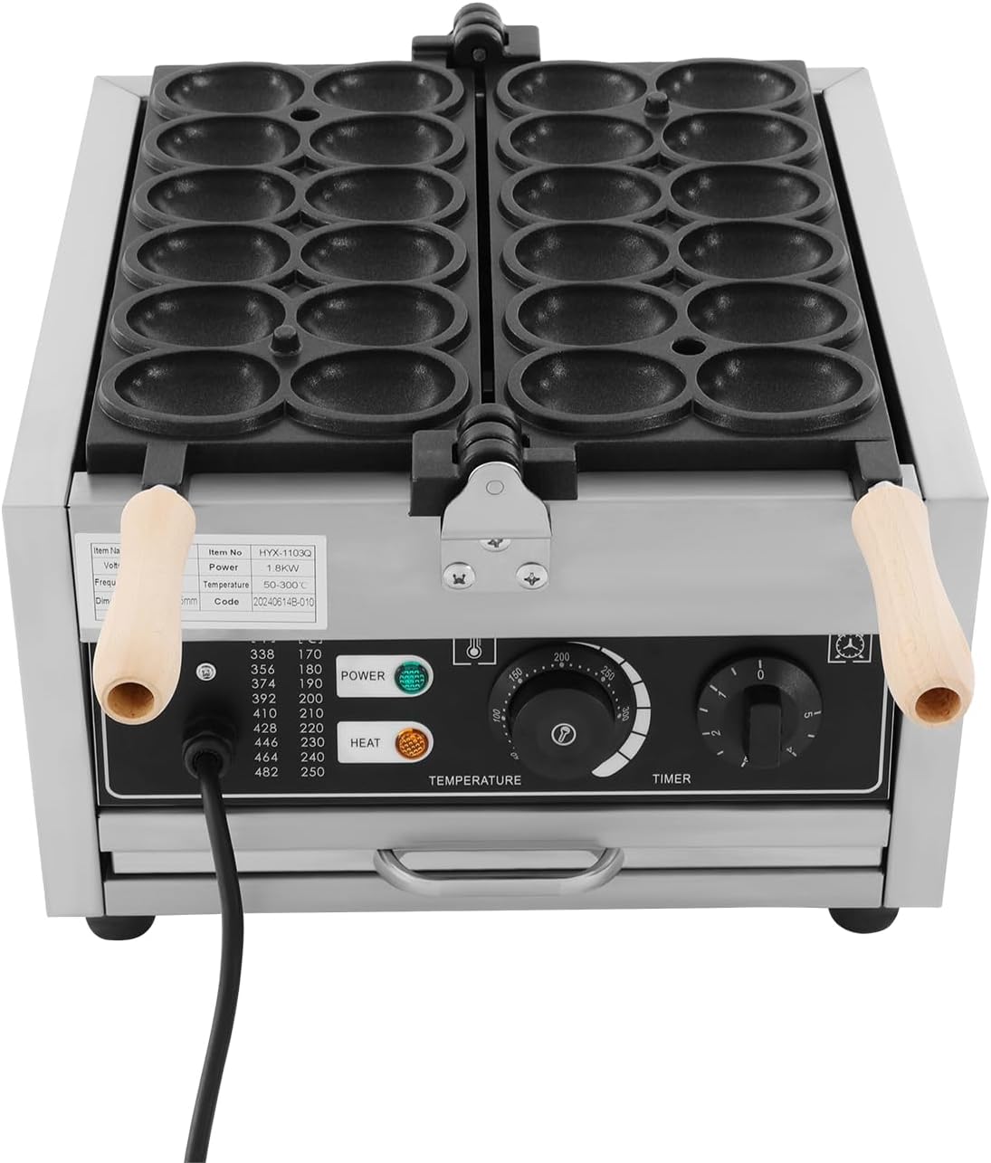 High-Power 12-Slot Rotating Waffle Maker - Non-Stick, Adjustable Temp & Timer