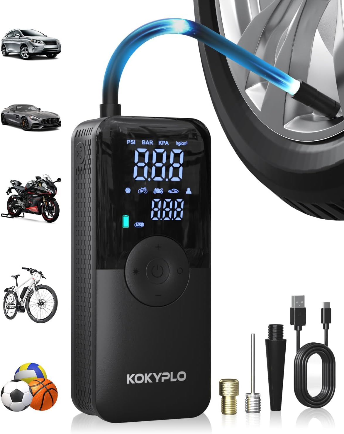 KOKYPLO Smart Cordless Air Compressor - 3X Fast Inflation