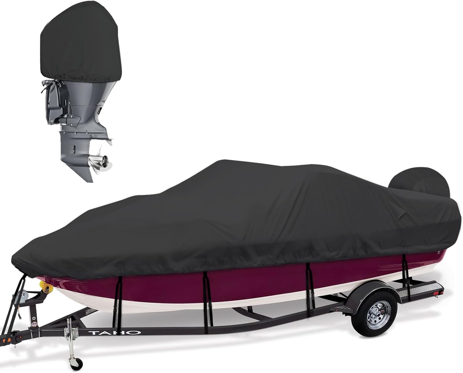 Heavy Duty Waterproof Boat Cover for 16-18.5ft Bass Boats