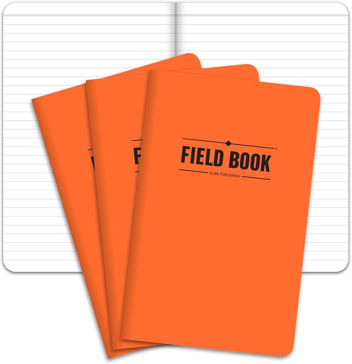 3 Pack Elan Field Notebooks - Indestructible & Waterproof - 5x8 - Orange