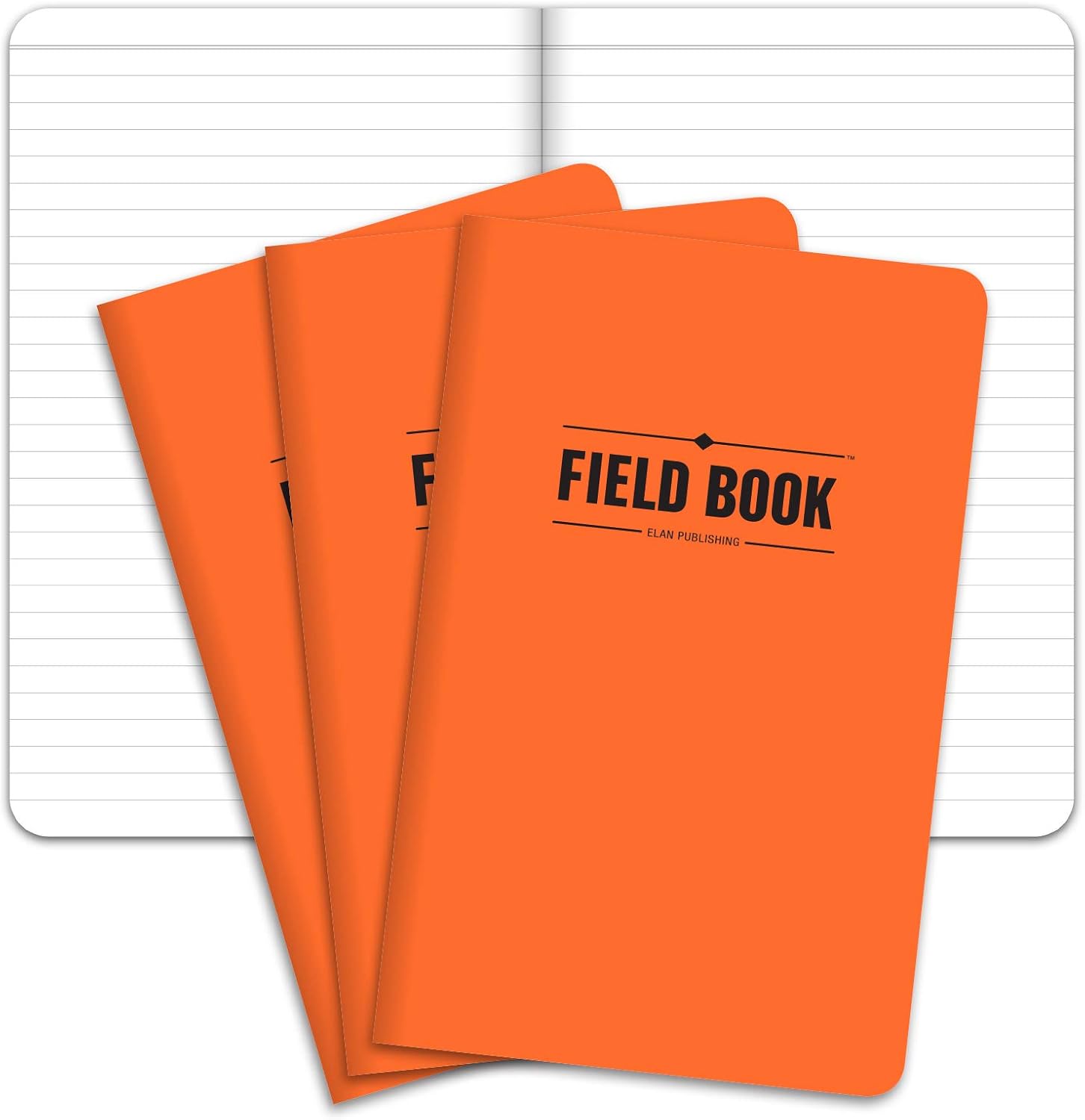 3 Pack Elan Field Notebooks - Indestructible & Waterproof - 5x8 - Orange