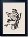 Frog Bathroom Wall Art Funny Frog on Toilet Canvas - Ready to Hang