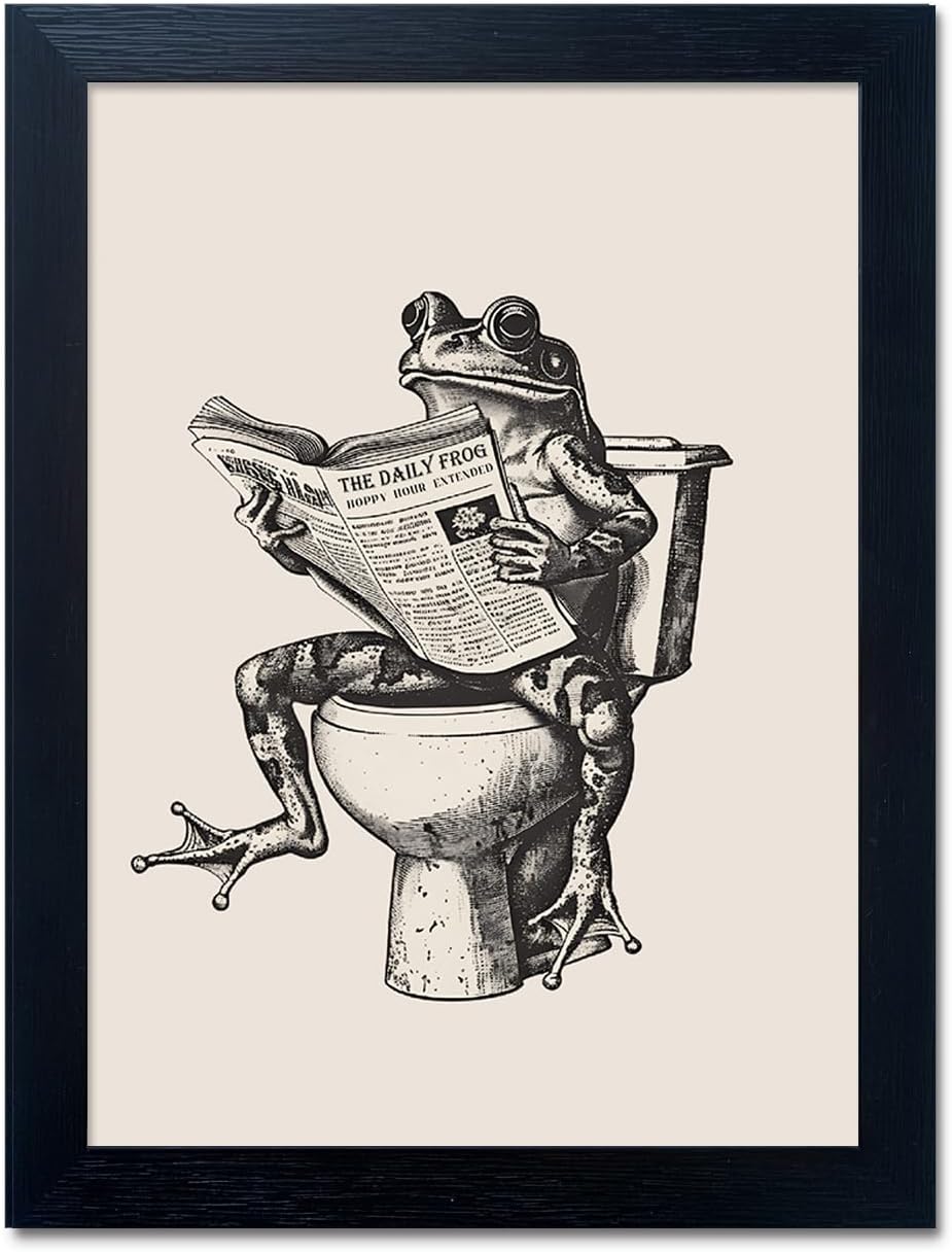 Funny Frog Bathroom Wall Art for Unique Home Decor Ideas