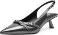 Metallic Grey Kitten Heels for Women Pointed Toe Slingback - Stylish