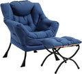 Lazy Chair with Ottoman, Modern Folding Footrest - Comfortable Reading