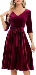 Vintage Velvet Tea Dress | Elegant Midi V-Neck