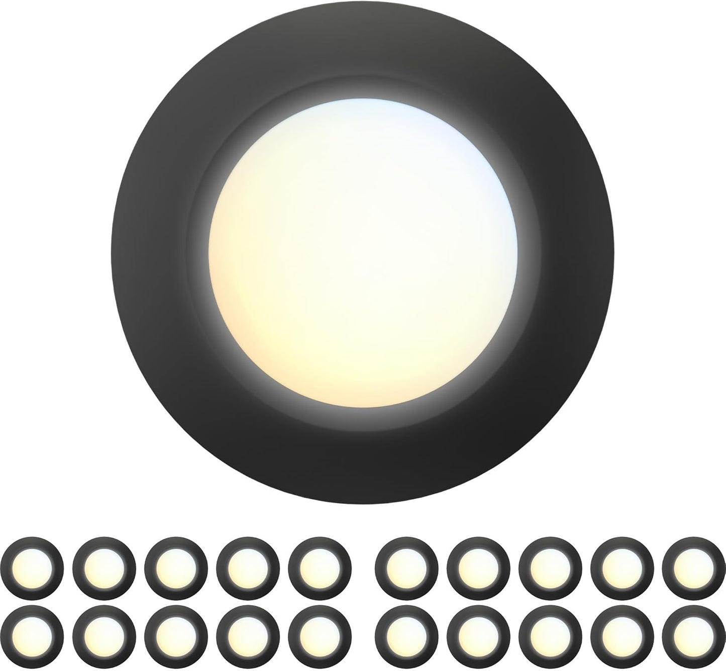 20 Packs 6 Inch Black 5CCT Selectable LED Disk Light for Home
