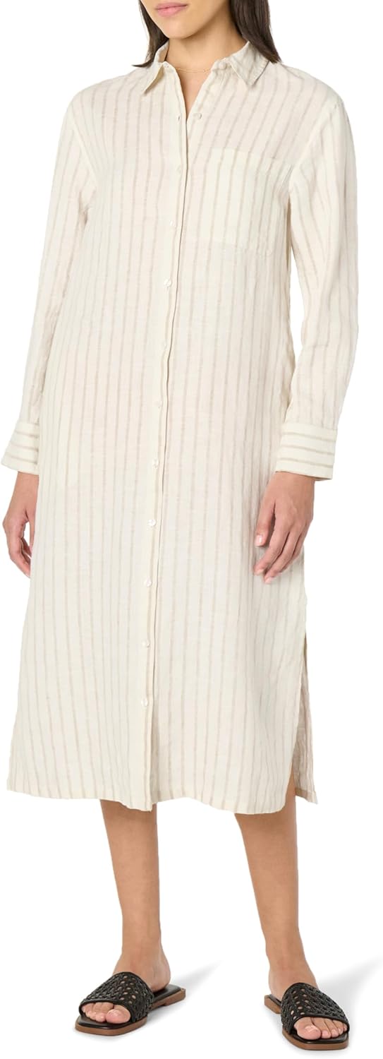 The Drop Women's Fiona Relaxed Linen Midi Shirt Dress Review