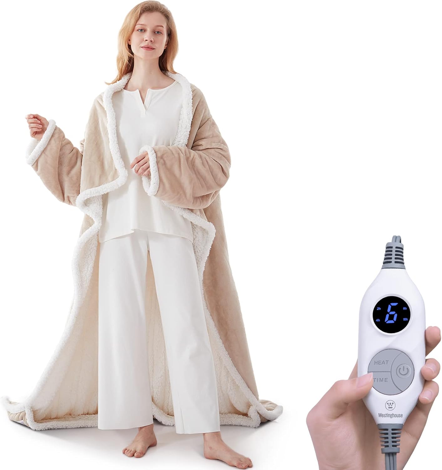 Westinghouse Heated Snuggle Throw Blanket with Foot Pocket