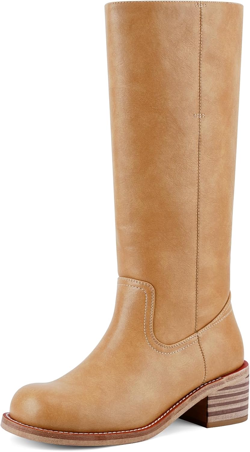 Comfortable Women's Knee High Boots with Chunky Block Heel