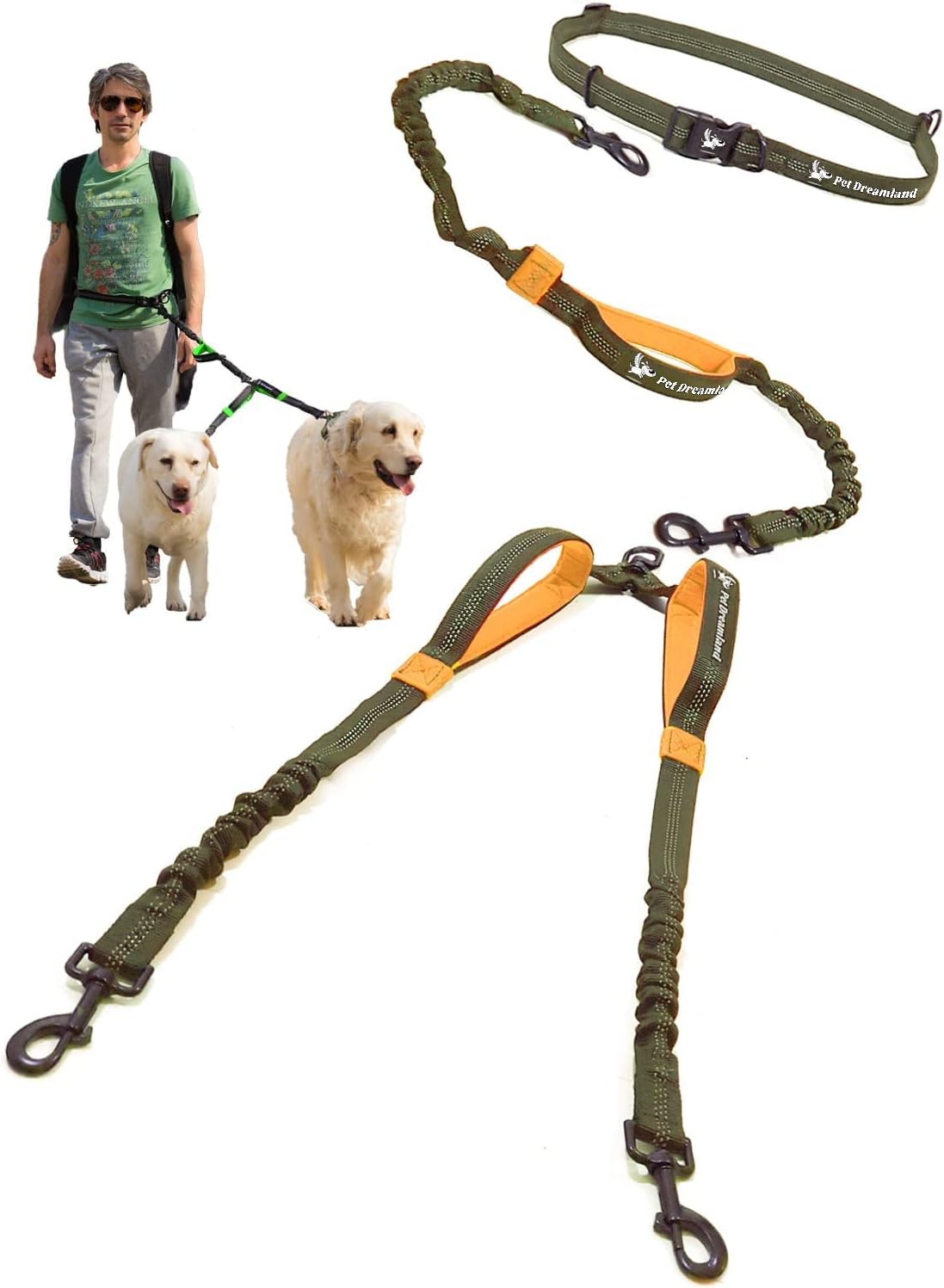 Hands Free Double Dog Leash for Two Dogs - Premium Quality