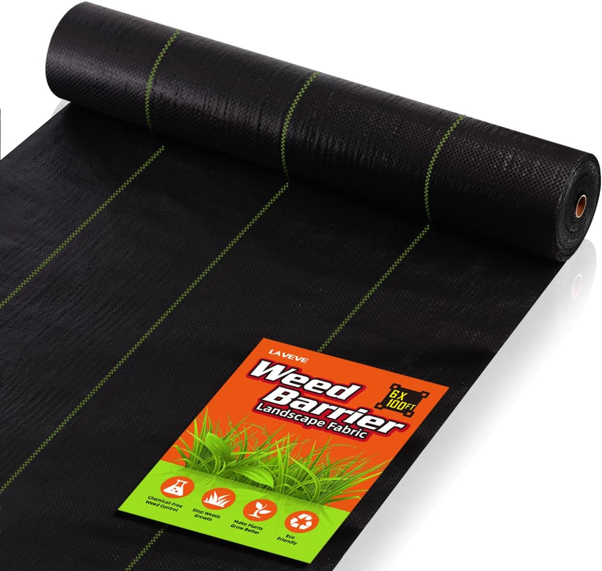 LAVEVE 6FT x 100FT Weed Barrier Landscape Fabric for Gardens