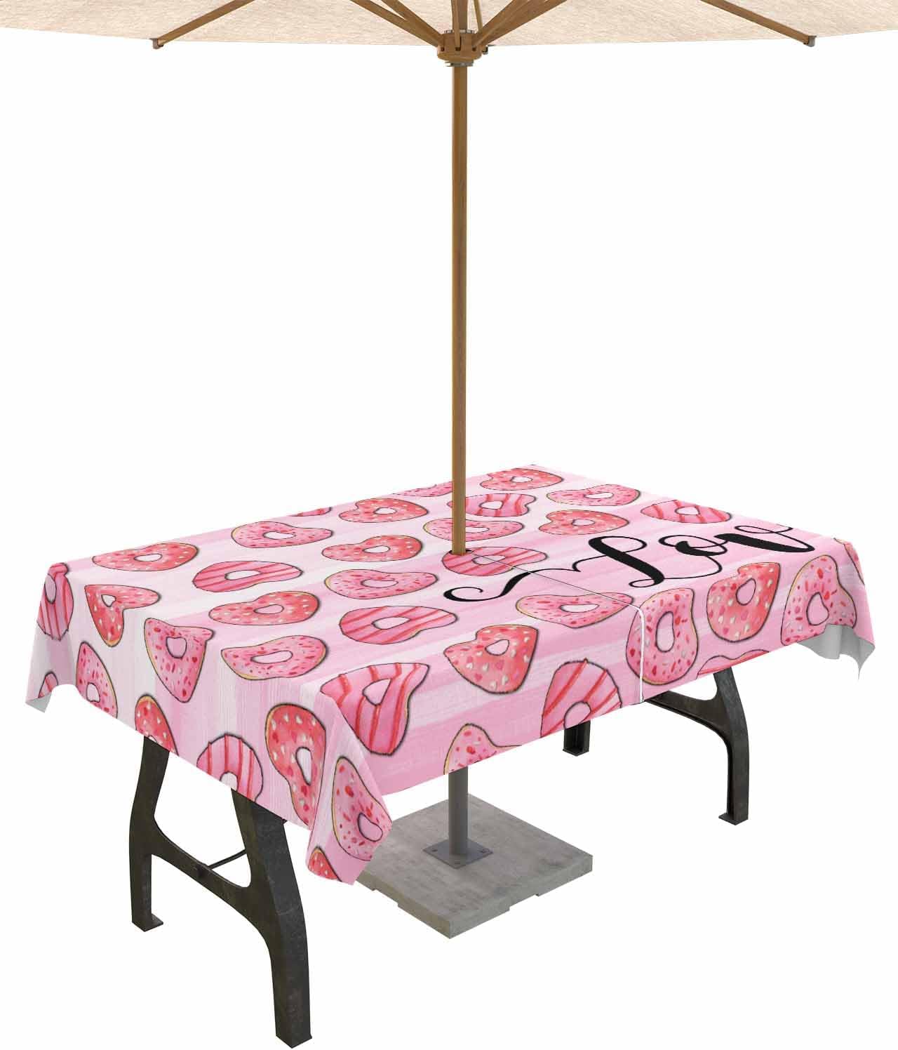 Waterproof Valentine's Tablecloth 60x84in with Umbrella Hole