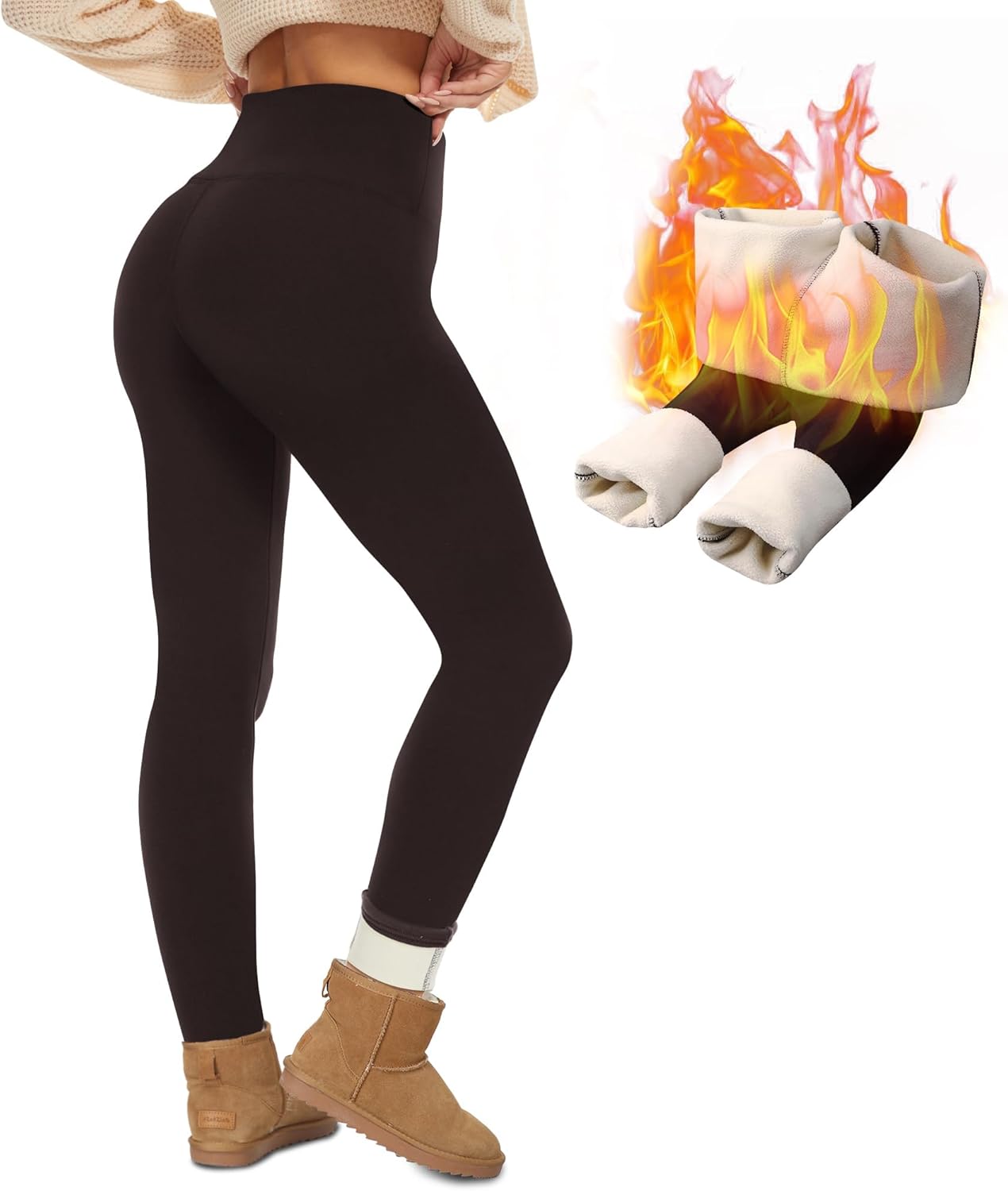 NexiEpoch Fleece Lined Leggings for Women - Warm Winter Wear