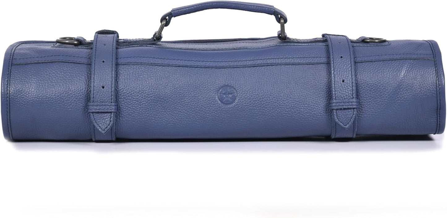 Leather Knife Roll Storage Bag with 10 Pockets for Chefs
