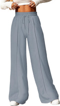 High Waisted Wide Leg Sweatpants - Casual Drawstring Comfort