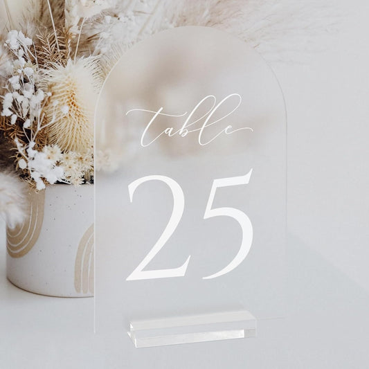 Frosted Arch Table Numbers for Wedding Events, 5x7 Inch Set