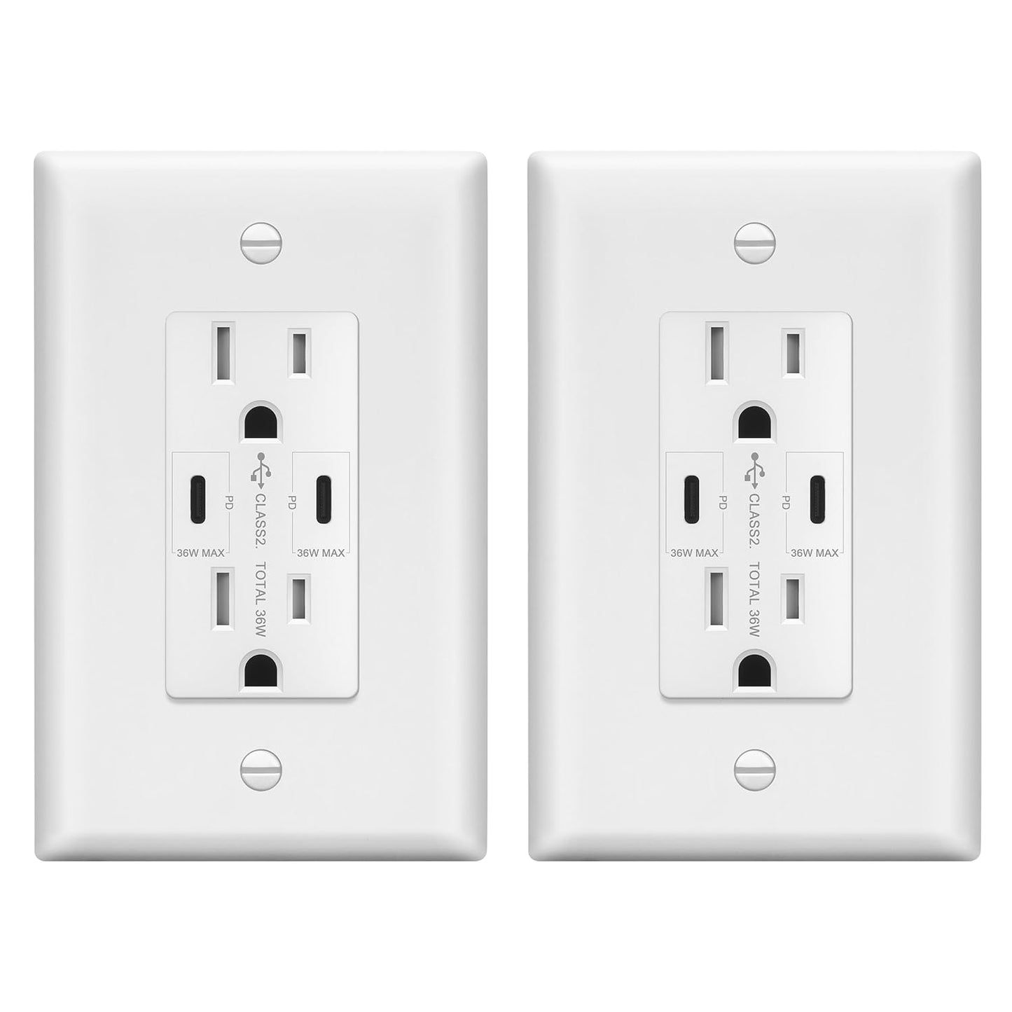 LIDER PD 36W Power Delivery USB-C Outlet with 2 Ports