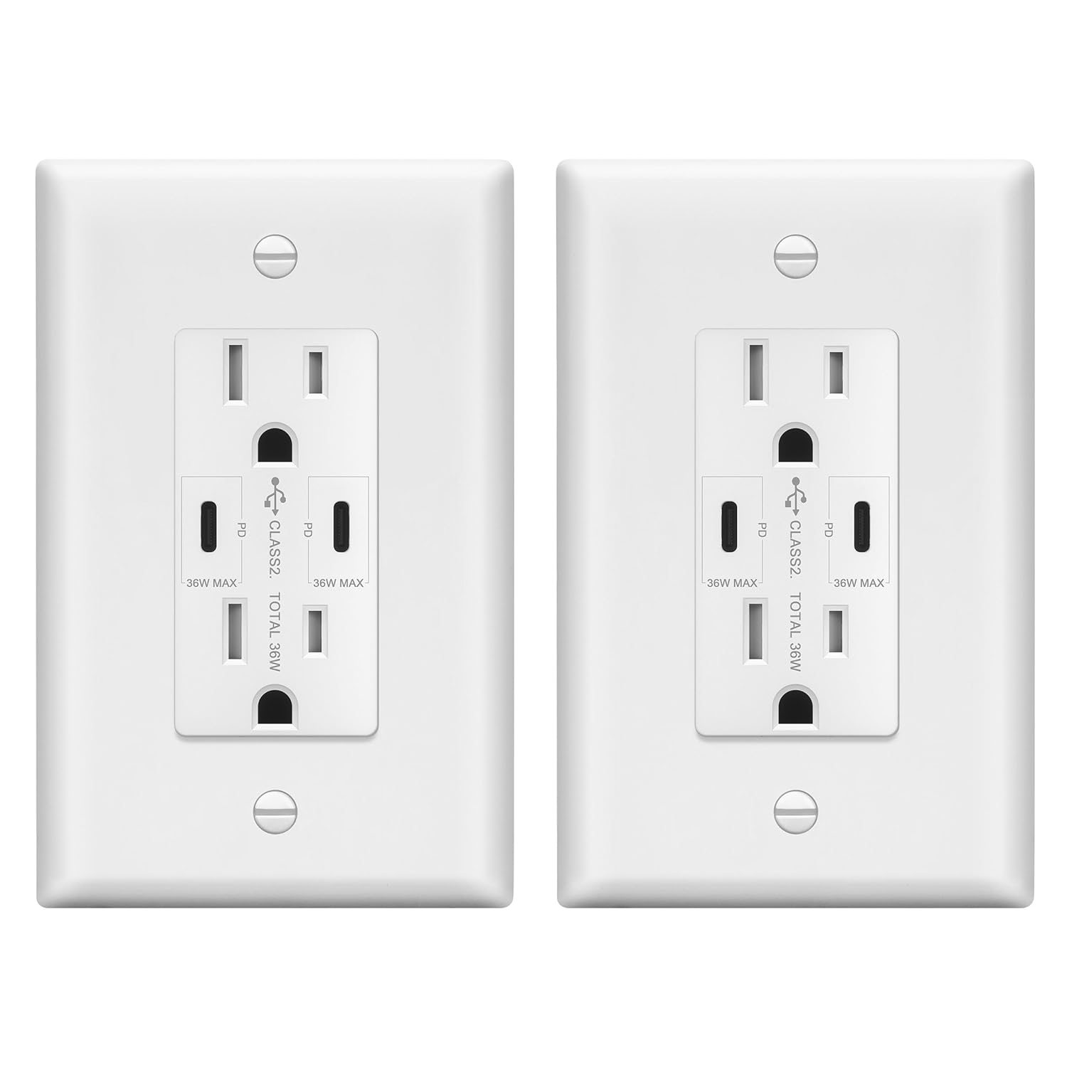 LIDER PD 36W Power Delivery USB-C Outlet with 2 Ports