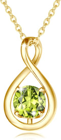 Birthstone Infinity Necklace August Peridot Pendant - Dainty Sterling
