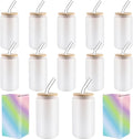 Sublimation Glass Cups With Bamboo Lids And Straws - 16oz Frosted Set
