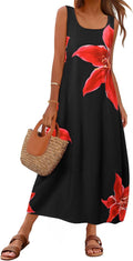 Women's Casual Maxi Sundress Scoop Neck Sleeveless - Easy Wear