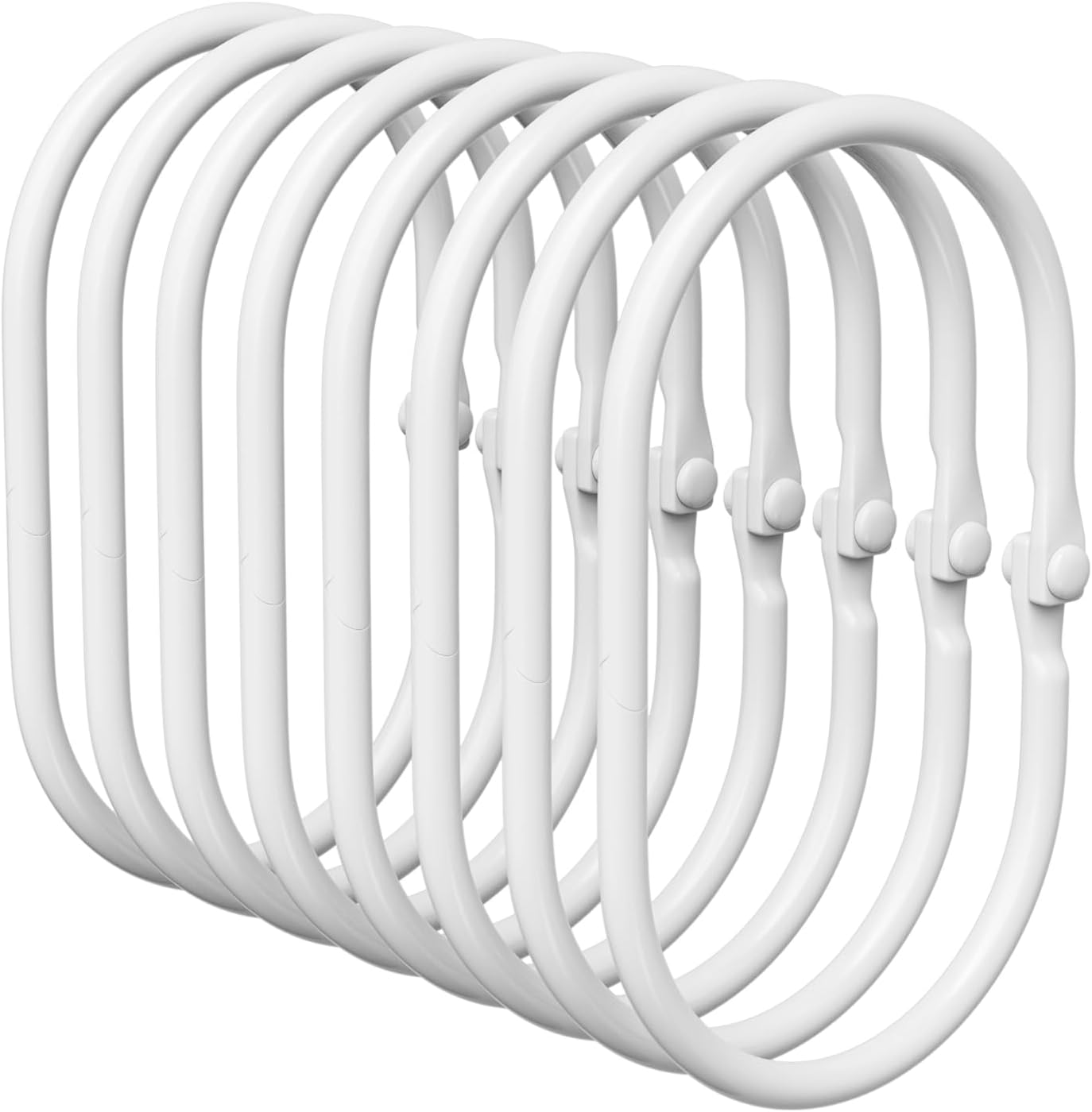 Anti-Drop White Shower Hooks 12pcs - Rust Proof Metal Rings
