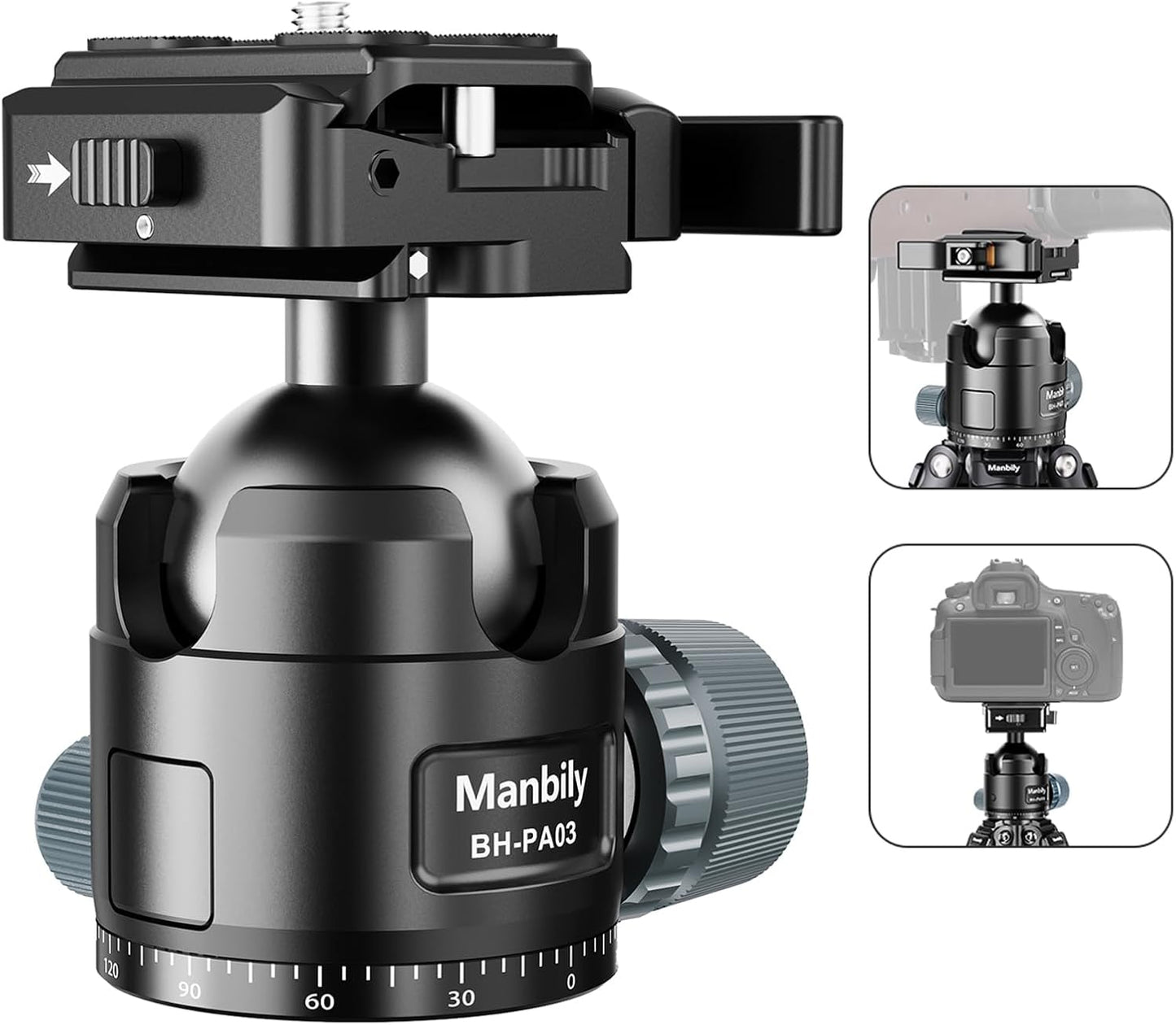 Manbily Low Profile Ball Head for Tripods with Quick Release Plate