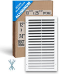 Fits 12x24 Duct Opening Aluminum Return Air Grille - Quiet Airflow