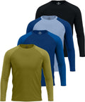 Mens Long Sleeve Rash Guard Shirt 4 Pack - UPF 50+ Sun Protection days