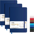 ViVin Lined Journal Notebooks 3 Pack (Navy) - Durable A5 Hardcover