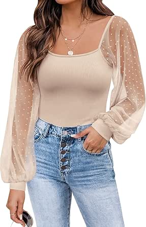 DOROSE Womens Mesh Long Sleeve Shirts for Casual Style