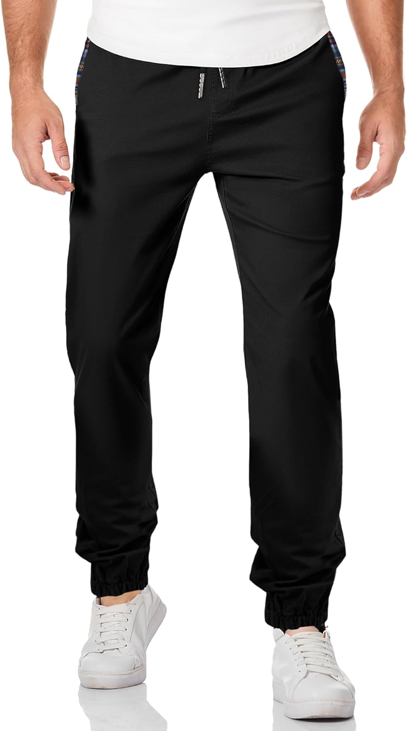 JMIERR Men's Casual Pants: Comfortable Cotton Twill Joggers
