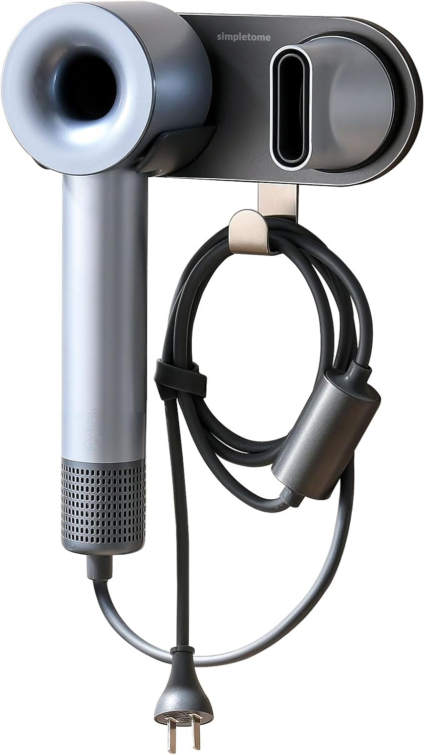 Magnetic Hair Dryer Holder Wall Mount - Cord Organizer