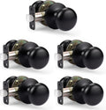 KNOBWELL 5 Pack Matte Black Passage Door Knobs - Easy Install