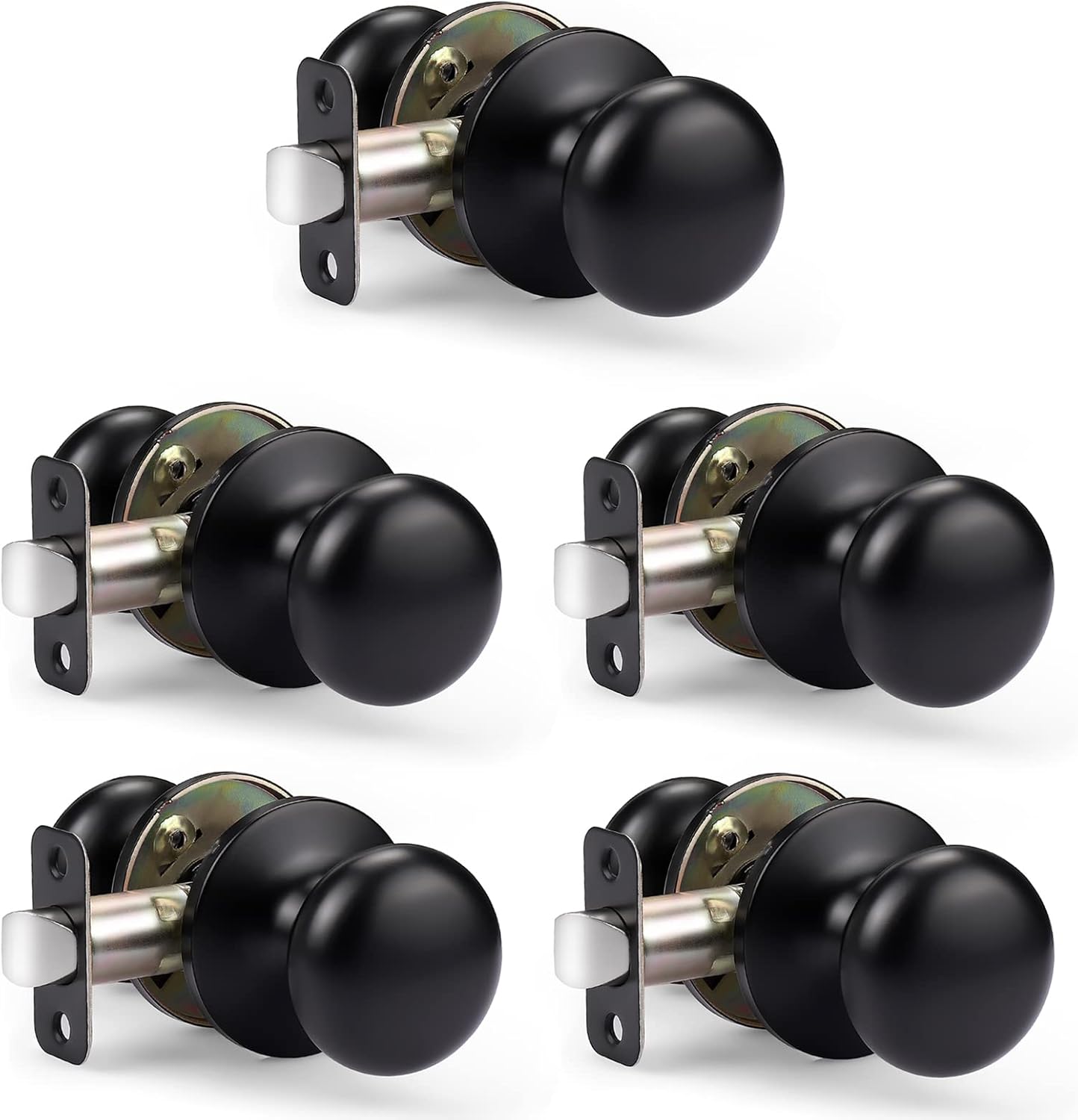 KNOBWELL Passage Door Knobs - Matte Black Keyless Doorknobs