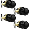 Probrico Flat Black Hall Closet Door Knobs 4 Pack - Durable Passage